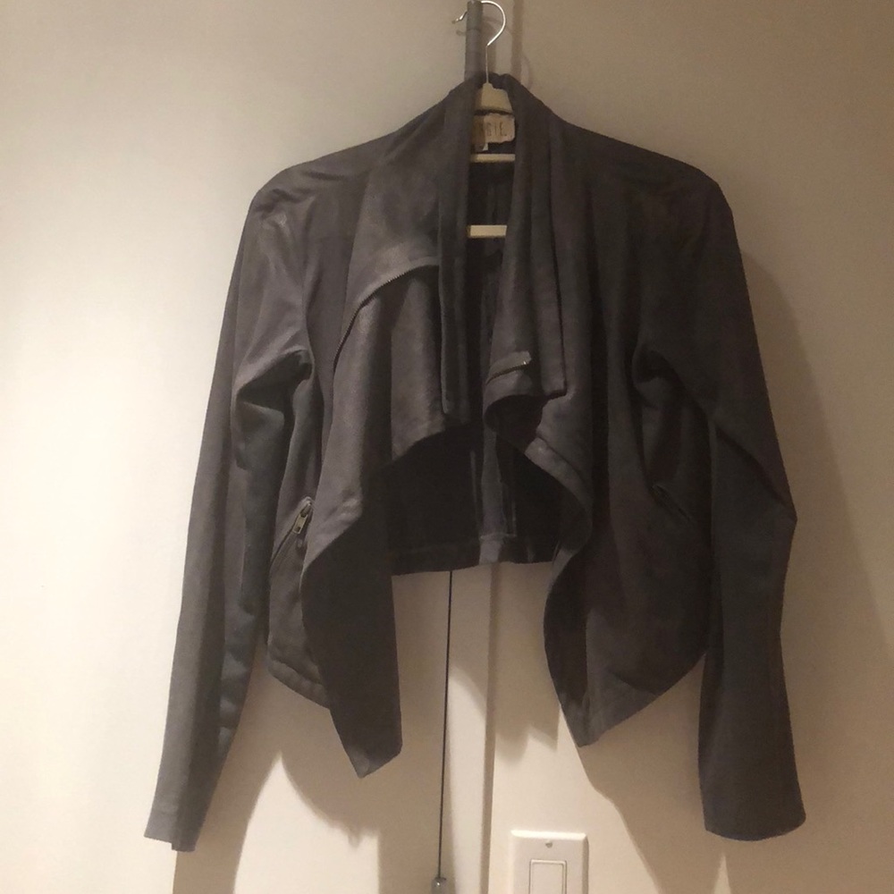 Dark Gray George Kristopher Suede Leather Coat